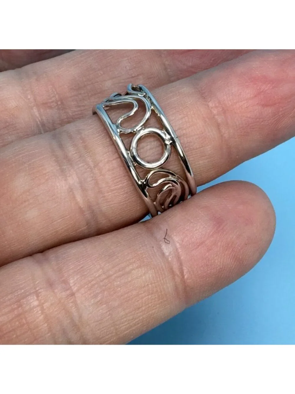 Handmade Topaz Bezel Set Filigree Design Band Sterling Silver 925 Ring Size 6.75 - Picture 7 of 11
